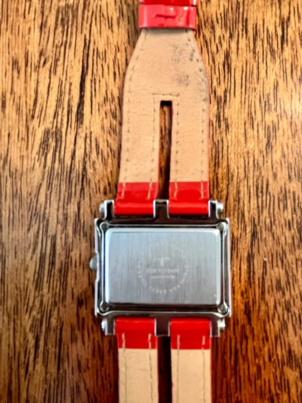 TOKYObay Tram Collection Y2K Red Patent Leather Cuff Watch